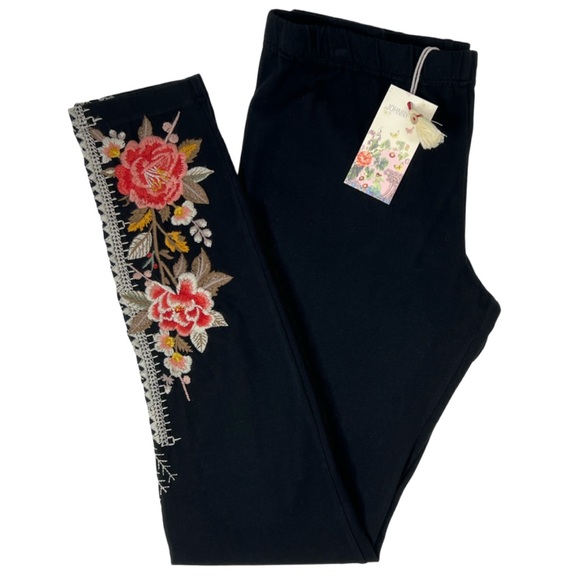 Johnny Was Paola Leggings Embroidered Floral Black Small - Picture 5 of 6